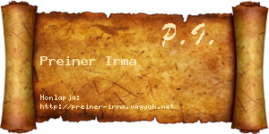 Preiner Irma névjegykártya